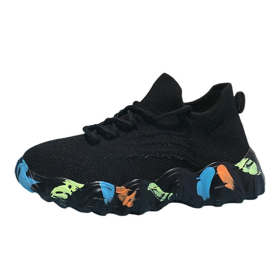 VNKIDY Kids Sneakers Children Mesh Breathable Lightweight Sneakers Colorful Prints Thick Sole Athletic Shoes For Girls Boys Daily Wear Classic Footwear