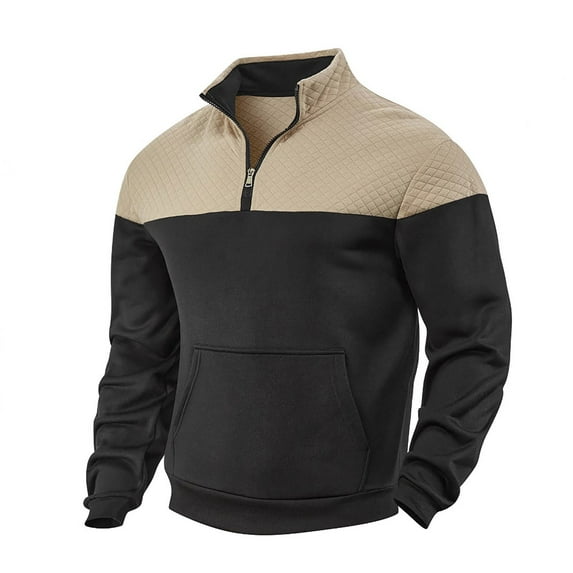 VNKIDY Men Autumn Winter Color Matching Half Zipper Pullover Outdoor Fashion Casual Sweatshirt Male Long Sleeve Streetwear Hiking Camping Sports Classic