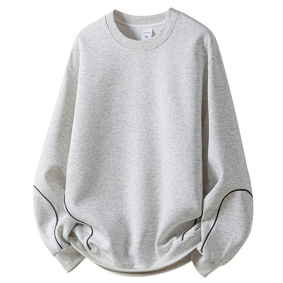 VNKIDY Men Classic Loose Fit Casual Round Neck Sweatshirt Everyday Stylish Comfortable Wardrobe Staple Layering Male Long Sleeve Solid Color Pullover Autumn Winter Streetwear Classic