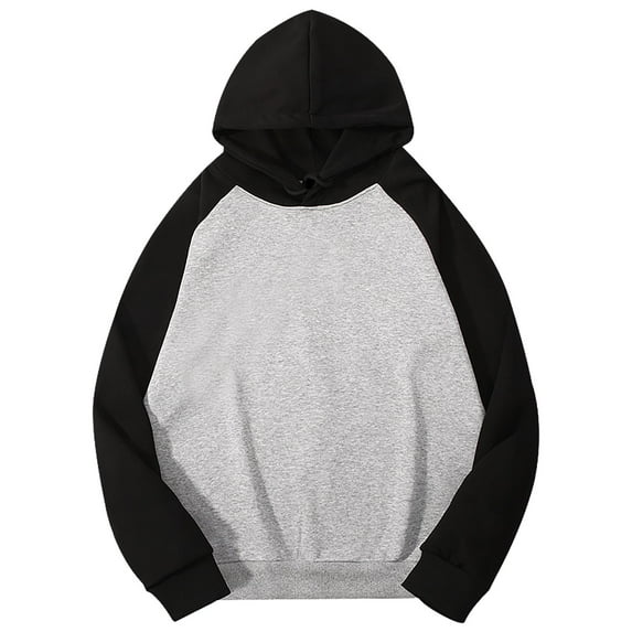 VNKIDY Men Hooded Pullover Long Sleeved Sweatshirt With Matching Color Raglan Sleeve Sweatshirt Male Autumn Winter Streetwear Fashionable