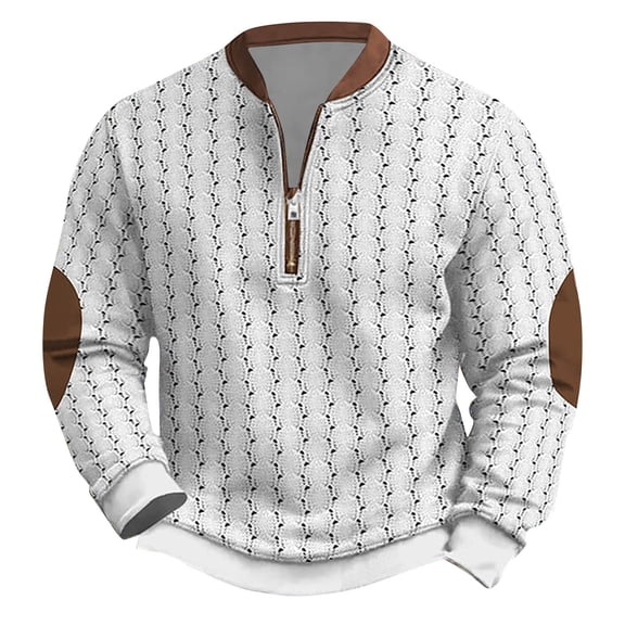 VNKIDY Men Knit Sweater Sweatshirt Zipper Long Sleeve Patchwork Printed O-Neck Sweatshirt Male Pullover Autumn Winter Streetwear Classic