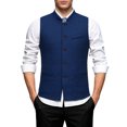 thumbnail image 1 of VNKIDY Men Outerwear Vests Classic Retro Stand Collar Sleeveless Vest Solid Color Button Gilet For Formal Casual Layered Vest Garment Classic Outerwear, 1 of 9
