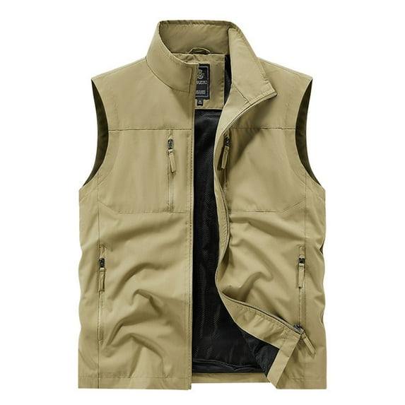 VNKIDY Men Outerwear Vests Outdoor Solid Color Vests For Fishing Lightweight Summer Casual Outerwear Loose Fit Sleeveless Jacket For Outdoor Activities Cozy Tops