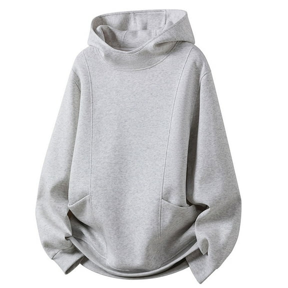 VNKIDY Men Pullover Hooded Sweatshirt With Half Zip Design Everyday Male Long Sleeve Solid Color Autumn Winter Streetwear Hiking Camping Sports Stylish