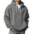 thumbnail image 1 of VNKIDY Men Texture Zip Up Hooded Sweatshirt Full Zip Pullover With Front Pockets Casual Outdoor Activities Comfortable Lightweight Athletic Jacket Male Long Sleeve Solid Color Winter Streetwear Cozy, 1 of 4