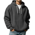 thumbnail image 1 of VNKIDY Men Texture Zip Up Hooded Sweatshirt Full Zip Pullover With Front Pockets Casual Outdoor Activities Comfortable Lightweight Athletic Jacket Male Long Sleeve Solid Color Streetwear Birthday, 1 of 4