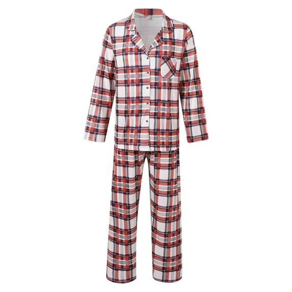 VNKIDY Men Xmas Family Matching Pajamas For Men Long Sleeve Crewneck Top Pants Two Piece Printed Sleepwear Homewear Holiday Nightwear Cozy Pjs
