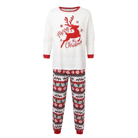 VNKIDY Men Xmas Family Matching Pajamas For Men Long Sleeve Crewneck Top Pants Two Piece Printed Sleepwear Homewear Holiday Nightwear Fashionable Pjs