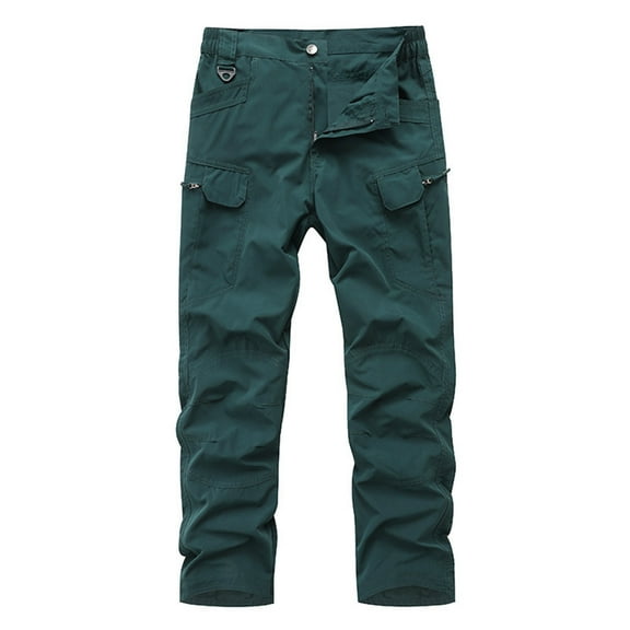 VNKIDY Men's Cargo Pants Autumn Solid Color Loose Fit Pants With Multiple Pockets Fashionable Washed Cargo Trousers For Daily Wear Versatile Pants