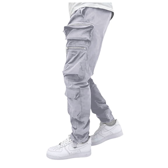 VNKIDY Men's Cargo Pants Street Style Oversized Solid Color Cargo Pants Loose Fit Elastic Overalls Pants With Multiple Pockets Casual Pants