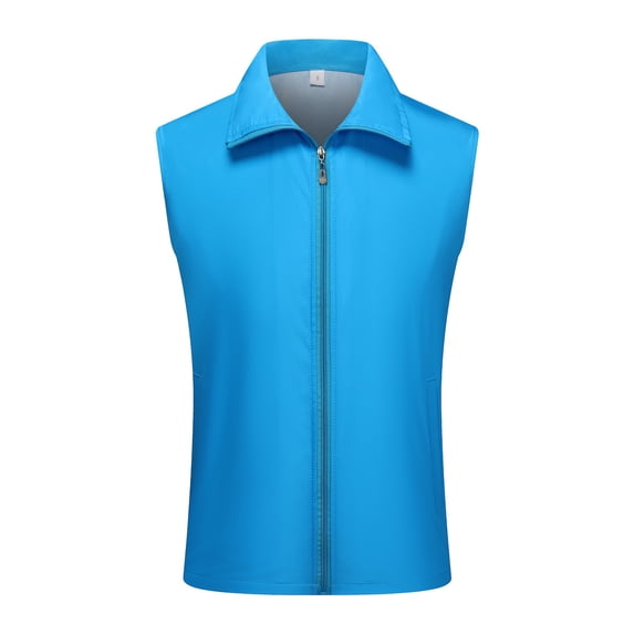 VNKIDY Men's Casual Outdoor Vest Lightweight Solid Color Relaxed Fit Outerwear Coat Sleeveless Collared Zipper Gilet For Daily Wear Soft Top