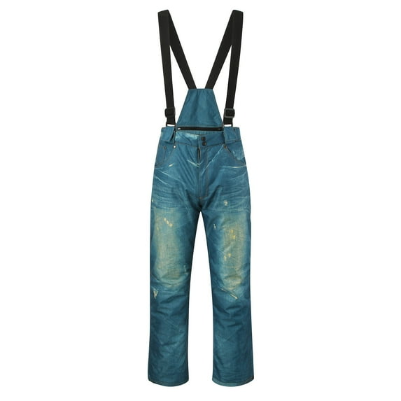 VNKIDY Men's Casual Pants Winter Denim Style Snow Bib Overalls Distressed Insulated Ski Overalls With Adjustable Straps Windproof Snow Pants For Cold Weather Outdoor Wear Casual Pants