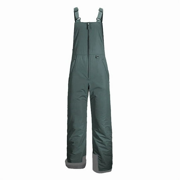 VNKIDY Men's Casual Pants Winter Thermal Snow Bib Overalls Full Zip Solid Color Insulated Ski Overalls With Adjustable Straps For Cold Weather Outdoor Activities Fashionable Pants