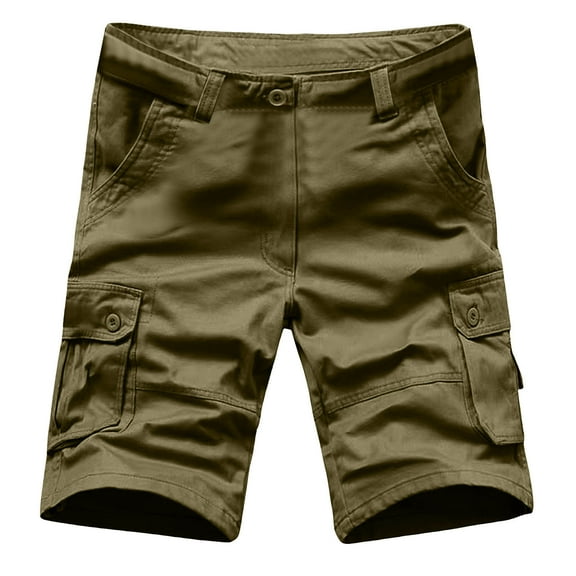 VNKIDY Men's Casual Shorts Solid Color Cotton Loose Fit Cargo Shorts Multiple Pocket Button Detail Regular Fit Shorts For Outdoor Casual Fashion Style Leisure Pants