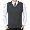 thumbnail image 1 of VNKIDY Men's Classic Sweater Vest Solid Color Slim Fit Knitted Pullover Sleeveless V Neck Jumper For Outdoor Casual Wear Leisure Knitwear, 1 of 4
