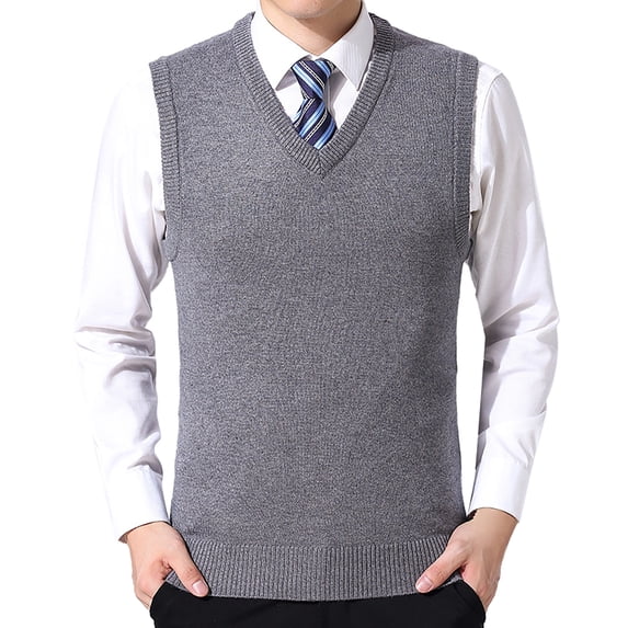 VNKIDY Men's Classic Sweater Vest Solid Color Slim Fit Knitted Pullover Sleeveless V Neck Jumper For Outdoor Casual Wear Stylish Knitwear