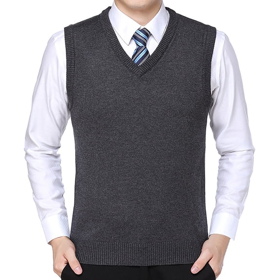 VNKIDY Men's Classic Sweater Vest Solid Color Slim Fit Knitted Pullover Sleeveless V Neck Jumper For Outdoor Casual Wear Versatile Knitwear