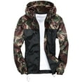 thumbnail image 1 of VNKIDY Men's Coat Autumn Winter Camo Hooded Jacket With Zipper Front Drawstring Trim Long Sleeve Fashion Graphic Coat For Casual Daily Streetwear Activities Warm Outerwear, 1 of 3