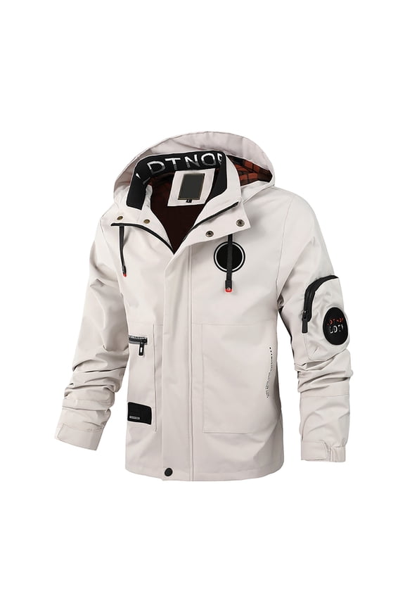 Men's Coat Autumn Winter Solid Color Hooded Jacket With Plaid Lining Multiple Pockets Long Sleeve Edgy Style Warm Coat For Casual Daily Streetwear Outdoor Wear Activities Leisure Outerwear