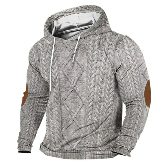 VNKIDY Men's Fall Winter Solid Color Vintage Street Hooded Sweatshirt Male Long Sleeve Pullover Autumn Streetwear Hiking Camping Sports Versatile