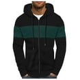 thumbnail image 1 of VNKIDY Men's Hoodies Autumn Winter Color Block Oversized Zipper Coat Thermal Long Sleeve Loose Fit Hooded Sweatshirt For Cold Weather Fashionable Tops, 1 of 4
