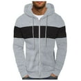 thumbnail image 1 of VNKIDY Men's Hoodies Autumn Winter Color Block Oversized Zipper Coat Thermal Long Sleeve Loose Fit Hooded Sweatshirt For Cold Weather Soft Tops, 1 of 8