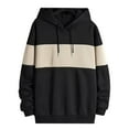 thumbnail image 1 of VNKIDY Men's Hoodies Autumn Winter Thermal Insulated Color Block Sweatshirt Long Sleeve Loose Fit Drawstring Hooded Pullover For Cold Weather Casual Tops, 1 of 4