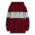 thumbnail image 1 of VNKIDY Men's Hoodies Autumn Winter Thermal Insulated Color Block Sweatshirt Long Sleeve Loose Fit Drawstring Hooded Pullover For Cold Weather Relaxed Fit Tops, 1 of 4