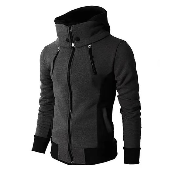 VNKIDY Men's Hoodies Fall Winter Color Block Contrast Zip Up Hoodie With Detachable Hood Long Sleeve Loose Fit Outerwear For Casual Outdoor Looks Versatile Tops