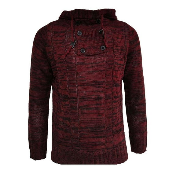 VNKIDY Men's Hoodies Fall Winter Solid Color Knitted Pullover Long Sleeve Loose Fit Turtleneck Sweatshirts With Button Details For Daily Wear Leisure Tops