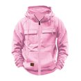 thumbnail image 1 of VNKIDY Men's Hoodies Solid Color Full Zip Hooded Jacket Long Sleeve Drawstring Hooded Sweatshirts With Multiple Utility Pockets For Tactical Casual Fashion Classic Tops, 1 of 7