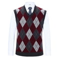 thumbnail image 1 of VNKIDY Men's Knitted Sweater Vest Diamond Pattern Relaxed Fit Pullover Sleeveless V Neck Jumper For Casual Daily Wear Cozy Knitwear, 1 of 6