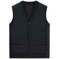 thumbnail image 1 of VNKIDY Men's Knitted Sweater Vest Solid Color Relaxed Fit Soft Coat Sleeveless V Neck Button Front Cardigan For Casual Daily Outdoor Wear Classic Knitwear, 1 of 4