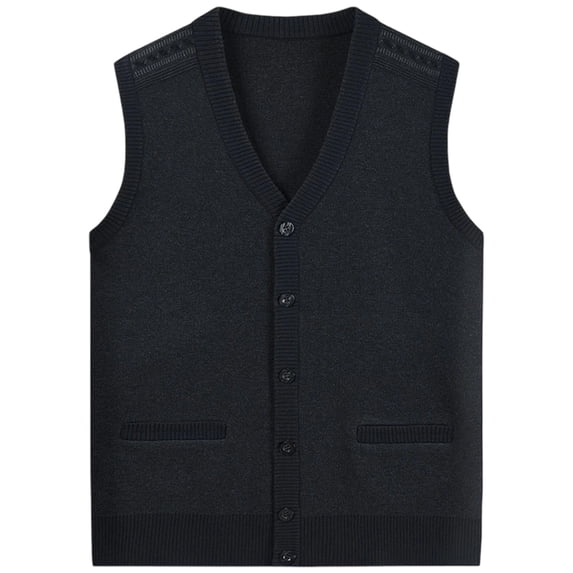 VNKIDY Men's Knitted Sweater Vest Solid Color Relaxed Fit Soft Coat Sleeveless V Neck Button Front Cardigan For Casual Daily Outdoor Wear Leisure Knitwear
