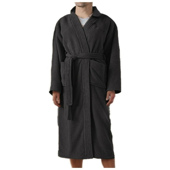 VNKIDY Men's Loungewear Solid Color Bath Robe Long Sleeve Pocket Soft Loungewear With Belt For Casual Daily Home Relaxation Activities Versatile Homewear