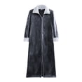 thumbnail image 1 of VNKIDY Men's Loungewear Solid Color Long Sleeve V Neck Plush Robe Full Zip Contrast Collar Soft Loungewear For Casual Daily Home Relaxation Activities Casual Homewear, 1 of 3