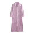 thumbnail image 1 of VNKIDY Men's Loungewear Solid Color Long Sleeve V Neck Plush Robe Full Zip Contrast Collar Soft Loungewear For Casual Daily Home Relaxation Activities Fashionable Homewear, 1 of 3