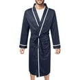 thumbnail image 1 of VNKIDY Men's Pajama Solid Color Lightweight Robe With Contrast Trim Long Sleeve Nightrobe With Belt Design Front Pockets For Home Relaxing Leisure Homewear, 1 of 7