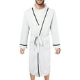 thumbnail image 1 of VNKIDY Men's Pajama Solid Color Lightweight Robe With Contrast Trim Long Sleeve Nightrobe With Belt Design Front Pockets For Home Relaxing Trendy Homewear, 1 of 5