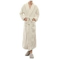 thumbnail image 1 of VNKIDY Men's Pajama Winter Plush Solid Color Thicken Nightrobe With Fuzzy Hem Long Sleeve Full Length Robe With Belt Design For Home Wear Stylish Homewear, 1 of 4