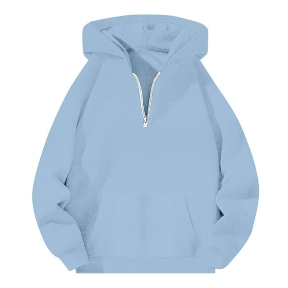 VNKIDY Men's Quarter Zip Hoodie With Pocket Casual Loose Fit Pullover Sweatshirt Fall Winter Comfortable Soft Fabric Stretch Male Long Sleeve Solid Color Autumn Streetwear Fashionable