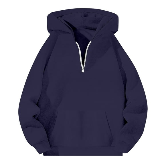 VNKIDY Men's Quarter Zip Hoodie With Pocket Casual Loose Fit Pullover Sweatshirt Fall Winter Comfortable Soft Fabric Stretch Male Long Sleeve Solid Color Autumn Streetwear Stylish