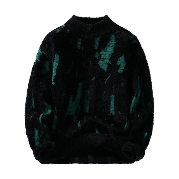 VNKIDY Men's Sweater Coat Autumn Winter Oversized Fashion Print Sweater Long Sleeve Crewneck Thermal Loose Fit Jumper For Cold Weather Daily Wear Leisure Knitwear