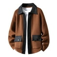 thumbnail image 1 of VNKIDY Men's Sweater Coat Autumn Winter Oversized Solid Color Contrast Collar Knitted Jacket Long Sleeve Button Front Thermal Coat With Patch Pockets For Cold Weather Soft Knitwear, 1 of 3