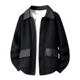 thumbnail image 1 of VNKIDY Men's Sweater Coat Autumn Winter Oversized Solid Color Contrast Collar Knitted Jacket Long Sleeve Button Front Thermal Coat With Patch Pockets For Cold Weather Cozy Knitwear, 1 of 3