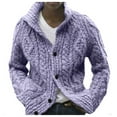 thumbnail image 1 of VNKIDY Men's Sweater Coat Fall Winter Oversized Solid Color Cable Knit Cardigan Long Sleeve Shawl Collar Buttons Down Thermal Jacket For Cold Weather Daily Wear Minimalist Knitwear, 1 of 8