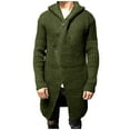 thumbnail image 1 of VNKIDY Men's Sweater Coat Fall Winter Oversized Solid Color Ribbed Knit Hooded Cardigan Long Sleeve Buttons Down Thermal Windproof Coat For Cold Weather Daily Wear Trendy Knitwear, 1 of 9