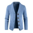 thumbnail image 1 of VNKIDY Men's Sweater Coat Fall Winter Solid Color Slim Fit Ribbed Knit Cardigan Long Sleeve Shawl Collar Button Down Thermal Coat For Cold Weather Daily Wear Holiday Knitwear, 1 of 3