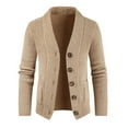 thumbnail image 1 of VNKIDY Men's Sweater Coat Fall Winter Solid Color Slim Fit Ribbed Knit Cardigan Long Sleeve Shawl Collar Button Down Thermal Coat For Cold Weather Daily Wear Minimalist Knitwear, 1 of 8