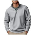 thumbnail image 1 of VNKIDY Men's Sweatshirt Autumn Winter Casual Solid Color Quarter Zip Pullover Stand Collar Long Sleeve Loose Fit Warm Sweatshirt For Daily Wear Versatile Tops, 1 of 6